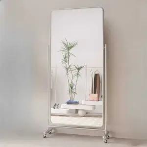 실버 전신거울 미드센츄리 이동식 스틸 사각 프레임 대형