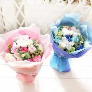 선물 코튼 비누장미 꽃다발(블루) 비누꽃 화이트데이
