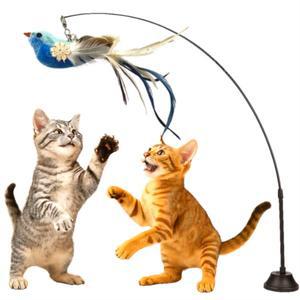 스마일플로우 진짜같은 전설새 낚시대 풀세트 고양이 최애 튼튼 고정 장난감