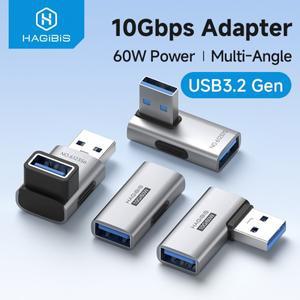 비스 USB 3.2 어댑터 90도 직각 A 타입 수-암 커넥터 OTG 케이블 연장선 (노트북 충전기 PC용)