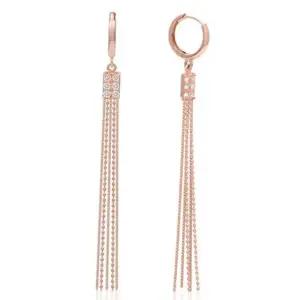 14K GOLD 로즈골드 샹들리에 롱 드롭 원터치 귀걸이
