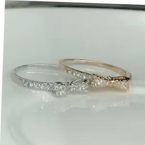 묵주 미니 리본 큐빅 레이어드 패션 은 반지우정 링