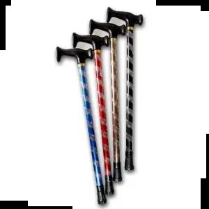 칼라 2단 T자 손잡이 등산 지팡이 노인 실버 용품
