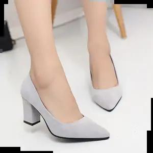 여성 베이직 펌프스 결혼식 하객구두 회색 스웨이드힐