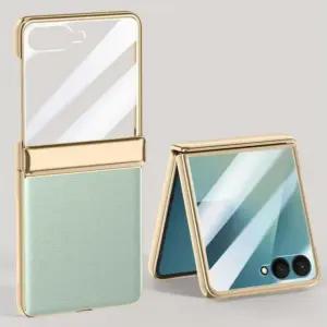 Z플립7 레더 강화유리 케이스 힌지보호 가죽