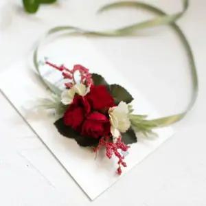 조화 블룸 꽃팔찌(레드) 브라이덜샤워 셀프웨딩