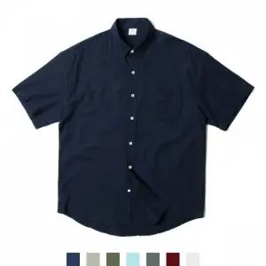 트랜디 컬러 무지 포켓 반팔 셔츠