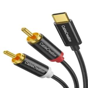케이블 생성 USB C to RCA 오디오 3.3FT 타입-C 2 수컷 Y 스플리터 for iPhone 15 시리즈 태블릿 홈 시어터