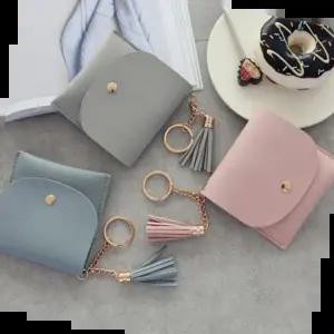 클러치백 파스텔 7컬러 태슬 키링 카드지갑 미니 반지갑