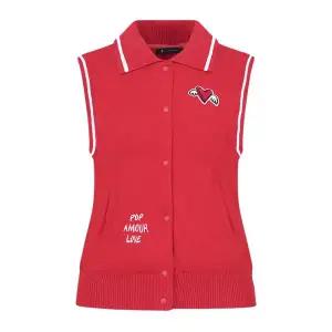 (본사) 여성 와펜 포인트 스냅 카라형 오픈형 베스트_BGCFSV502RE