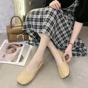 캐주얼 여성 봄 가을 편한 사각코 플랫 슈즈 신발