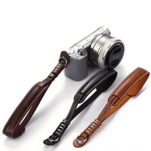 큐모아리빙 카메라 가죽 손목 스트랩 DSLR 미러리스 다크브라운