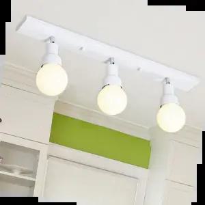 주방인테리어 리더스 3등 직부 LED주방등 (블랙/화이트)/전구포함