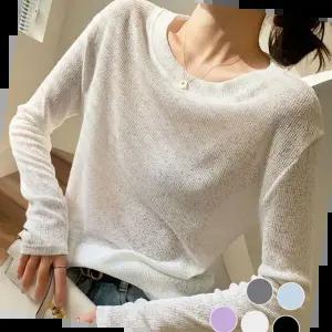 여성니트 시스루 니트 루즈핏 긴팔 티셔츠 URD-533