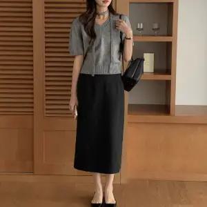 그로잉 미디 스커트 봄 여성 데이트록 출근룩 데일리룩