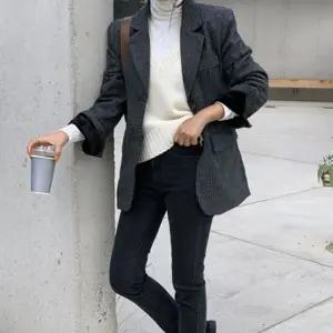 벤슨 퍼 체크 자켓 봄 여성 하객룩 데일리룩 출근룩