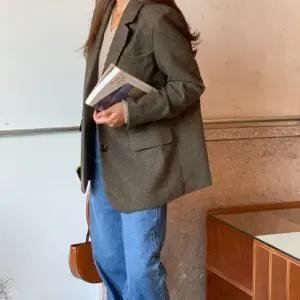 리자드 체크 울 자켓 봄 여성 데일리룩 데이트룩 출근룩