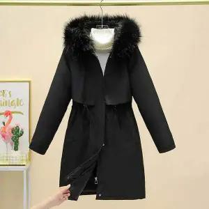 여자 MX12XC61 겨울 점퍼 부드러운 안감 퍼 허리 스트링 캐주얼 패딩 점퍼