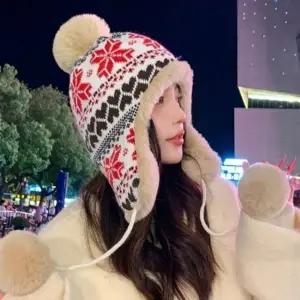 겨울 눈꽃 귀여운 방울 털모자 귀달이모자 니트 패턴