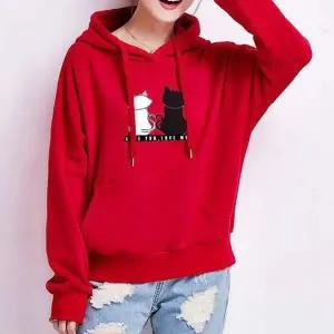 여성 BU17SZ45 5컬러 귀여운 냥이 캐릭터 데일리 후드티셔츠