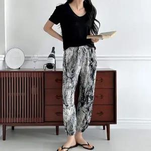 조거바지 TE90PB16 쿨 여름 페인팅 U08 밴딩