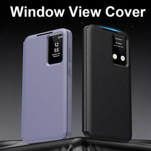 삼성 갤럭시 S25 S24 S23 울트라 S22 플러스 플립 없음 스마트 슬롯 홀더 응답 케이스 책 대한 창보기 카드 가죽 표지에