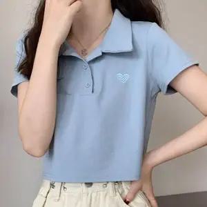 하트 AM14IN13 자수 카라 캡소매 크롭 반팔티 NF-10