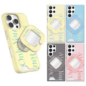 갤럭시 S24 S25 울트라 플러스 케이스 사각 레터링 언더 카드수납 하드+미러 그립 톡홀더