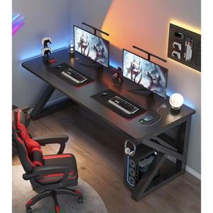 2인용 게이밍 테이블 높이조절 블랙 책상 게임용 2인 게이밍책상 1000 PC방 검은