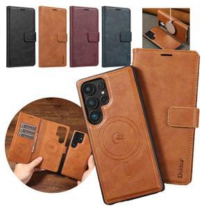 삼성 갤럭시 S25 S24 S23 울트라 플러스 마그네틱 무선 충전 케이스, 분리형 in 지갑 가죽 커버, 1 휴대폰