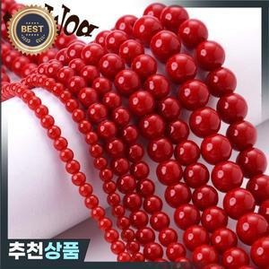 주얼리 제작용 천연 레드 산호 아마조나이트 터키석 마노 스톤 라운드 루즈 비즈 DIY 팔찌 목걸이 수제 공
