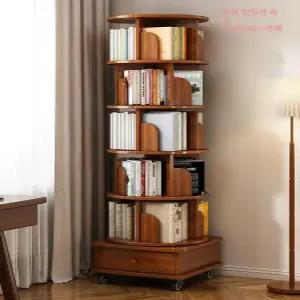 원목회전책꽂이 원형 수납 공간활용 선반 책장 북타워