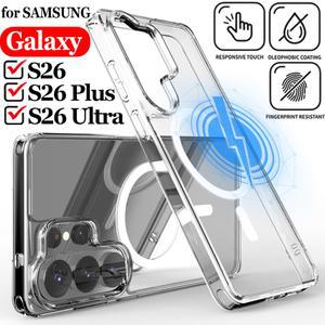 투명 슬림 케이스 S26U S26+ 5G 2026 마그네틱 맥세이프용 클리어 보호 울트라 S26 삼성 갤럭시 플러스 커버