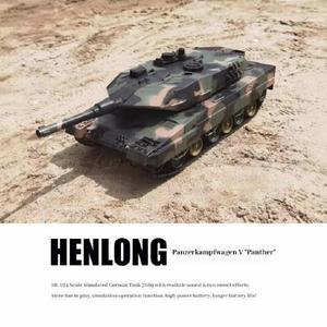 헹롱 1:24 RC 팬더 탱크 - 반동 발사 소리 시뮬레이션 전투 장난감 모델 (어린이용)