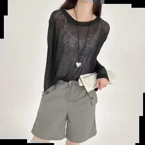 커버업티셔츠 여성 3컬러 시스루 긴팔 티셔츠 라운드넥 여름 커버업