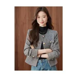 여자 추천 정장 자켓 쇼트 코트 라운드넥 상의 가을 SPO마켓3