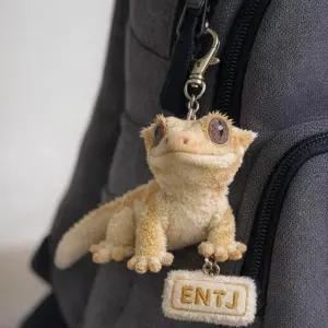 귀여운 도마뱀 게코 크레스티드 고리 인형 가방 키링