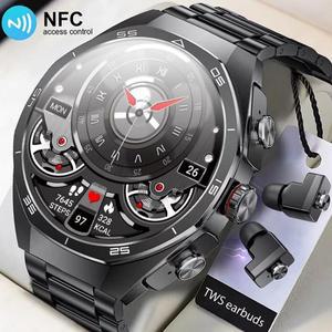 다오르코우 신형 2 in 1 스마트워치 이어버드 내장 NFC 스마트워치 TWS 블루투스 이어폰 심박수 혈압 모니