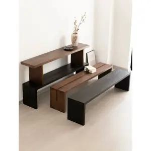 일자 긴의자 벤치형 나무 편안한 블랙 등받이 일자형 카페 스틸 벤치