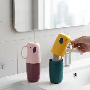 휴대용 코끼리칫솔통 칫솔케이스 1개입 여행용 어린이 양치컵 겸용 욕실 학교 4색상