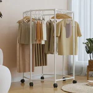 이동식 빨래 건조대 바퀴형 실내 가정용 건조대 원룸 회전식 이동형 자립형 간이 옷장 보관