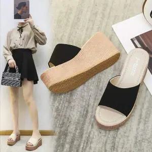 스웨이드 OV545602 통굽 왕굽 7cm 샌들 슬리퍼