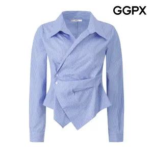 GGPX 스트라이프 투 버튼 랩 블라우스 GQ1SH013F 373098