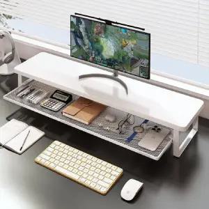 2단수납 모니터 받침대 100CM 모니터 선반 노트북 거치대 사무실 집 와이드 스탠드