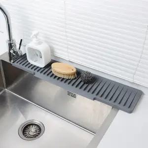 실리콘 수세미 받침대 물빠짐 트레이 세제 도마 젠다이 거치대 논습립 물기제거 매트 싱크대 정리 50CM