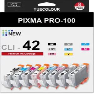 YUECOLOUR CLI-42 8 PK 밸류 팩 잉크 호환 카트리지 교체용 Canon Pro 100 프린터 전문 잉크젯 PIXMA