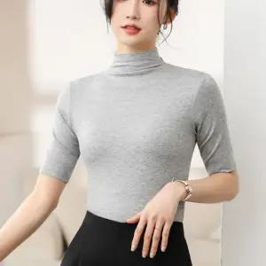 로미홀리 솔리드 모달 폴라 반팔목티 반팔 반목티 얇은 이너 목폴라 여성 기본 베이직