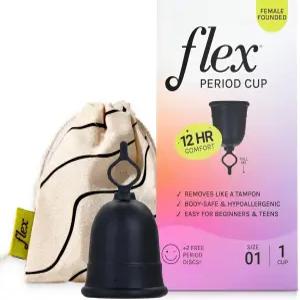 플렉스 컵 스타터 키트 (풀 핏 - 사이즈 01) 재사용 가능한 생리컵 + 무료 생리 디스크 2개 쉽게 제거할 수