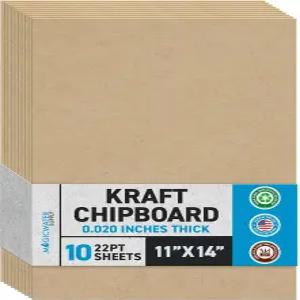 DIY 프로젝트용 매직워터 칩보드 시트 - 11x14 인치 10 팩 22 pt 헤비 듀티 크래프트 (0.022 두께)