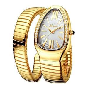 여성 DAXIAOYU 클래식 뱀 모양 시계 골드 실버 스케일 브레이슬릿 블링 다이아몬드 쿼츠 손목시계